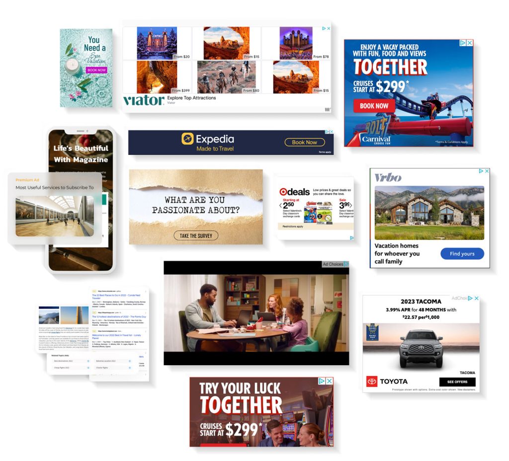 A gallery of SpaceJet innovative contextual ad units