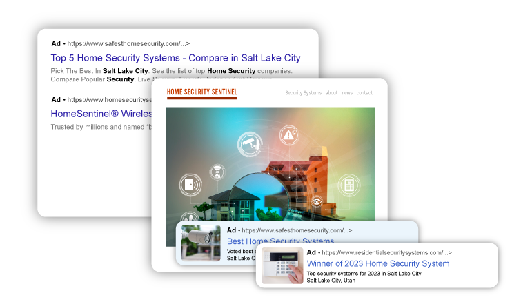 Example of contextual search and display ad units