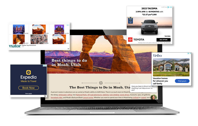SpaceJet contextual ad units on a publisher page